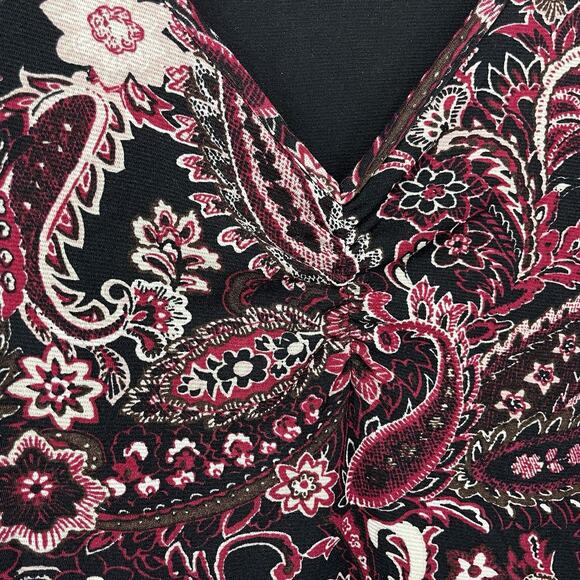 George Size M Y2K Paisley Top Boho Blouse Vamp Goth Long Ruffle Sleeve Purple - Picture 4 of 7